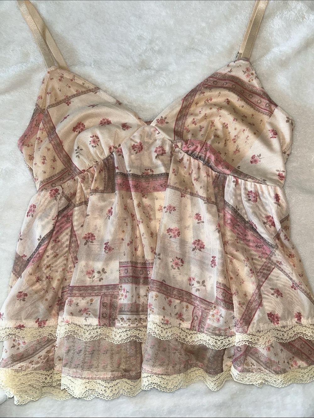 Madden Girl Cream and Dusty Rose Floral Cami
